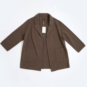 NWT Quince Heather Brown knit 100% organic cotton blazer jacket sweater Sz. XL